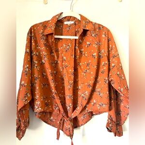 Blush J Open front, bottom tie blouse